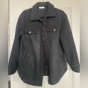 Suede + Sherpa Black Shacket